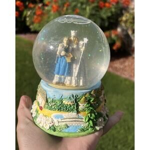 RARE 1995 Wizard Of Oz Musical Snow Globe Good Witch Glinda, Dorothy & Toto 5.5”